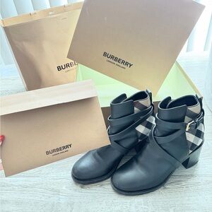 Burberry Black Boots with Checkered Design